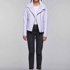 MACKAGE Women's Sandy Genuine Lilac Lamb Leather Moto Jacket Size Small